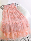 Embroidered Mesh Hemi Skirt