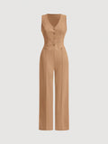 Ladies' Single-Breasted Vest And Trousers Set Color