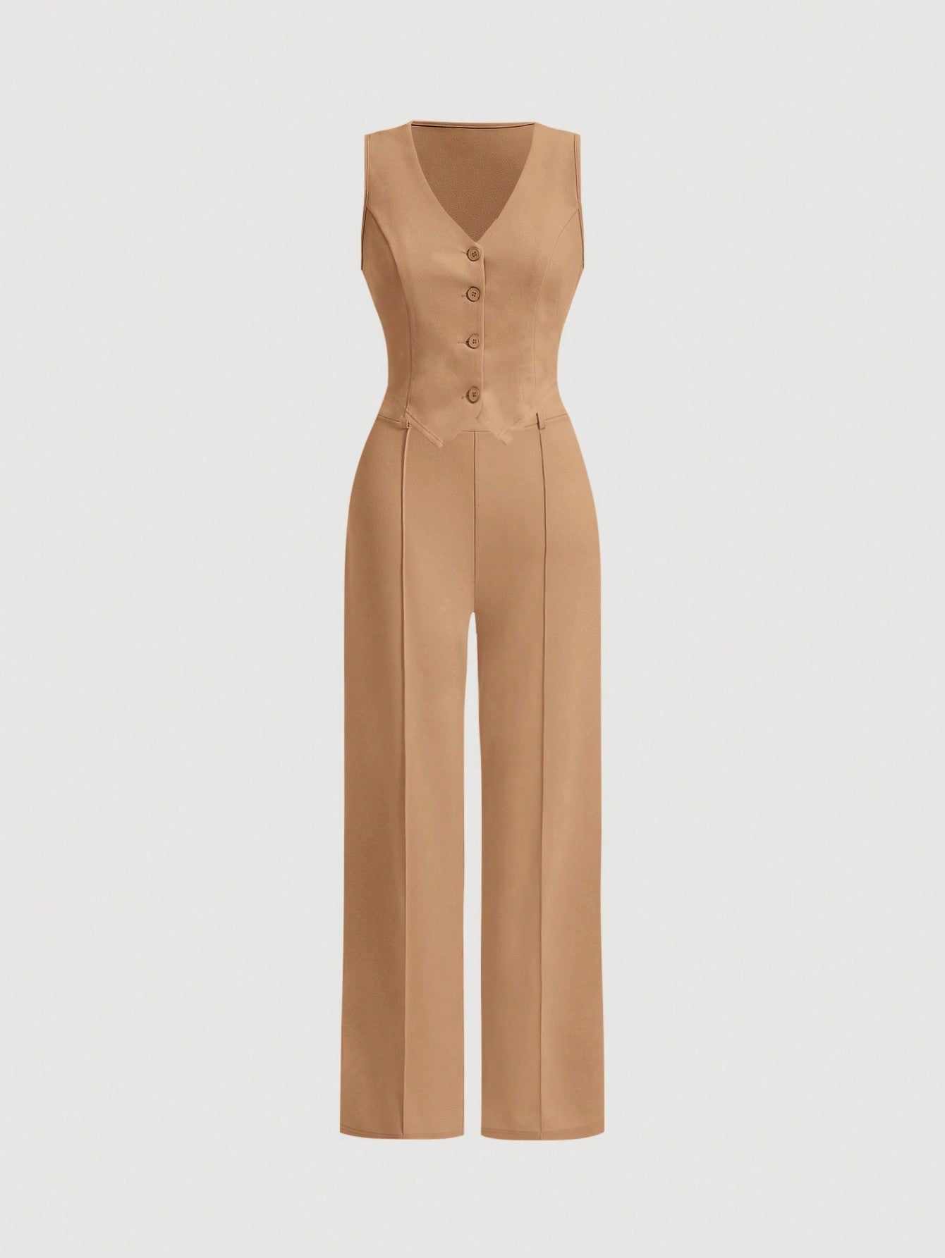 Ladies' Single-Breasted Vest And Trousers Set Color