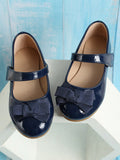 Girls' Blue Butterfly Decorated Leather Flat Shoes For Children