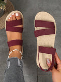 Women's Cross-Border Spring And Summer Vacation Style Elastic Band Design Outdoor Comfortable Flat Sandals
