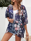 Spring/Summer Floral Print Kimono Cardigan For Sun Protection