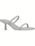 Women's Mules Square Toe Two Strap Low Kitten Heel Low Heeled Sandals