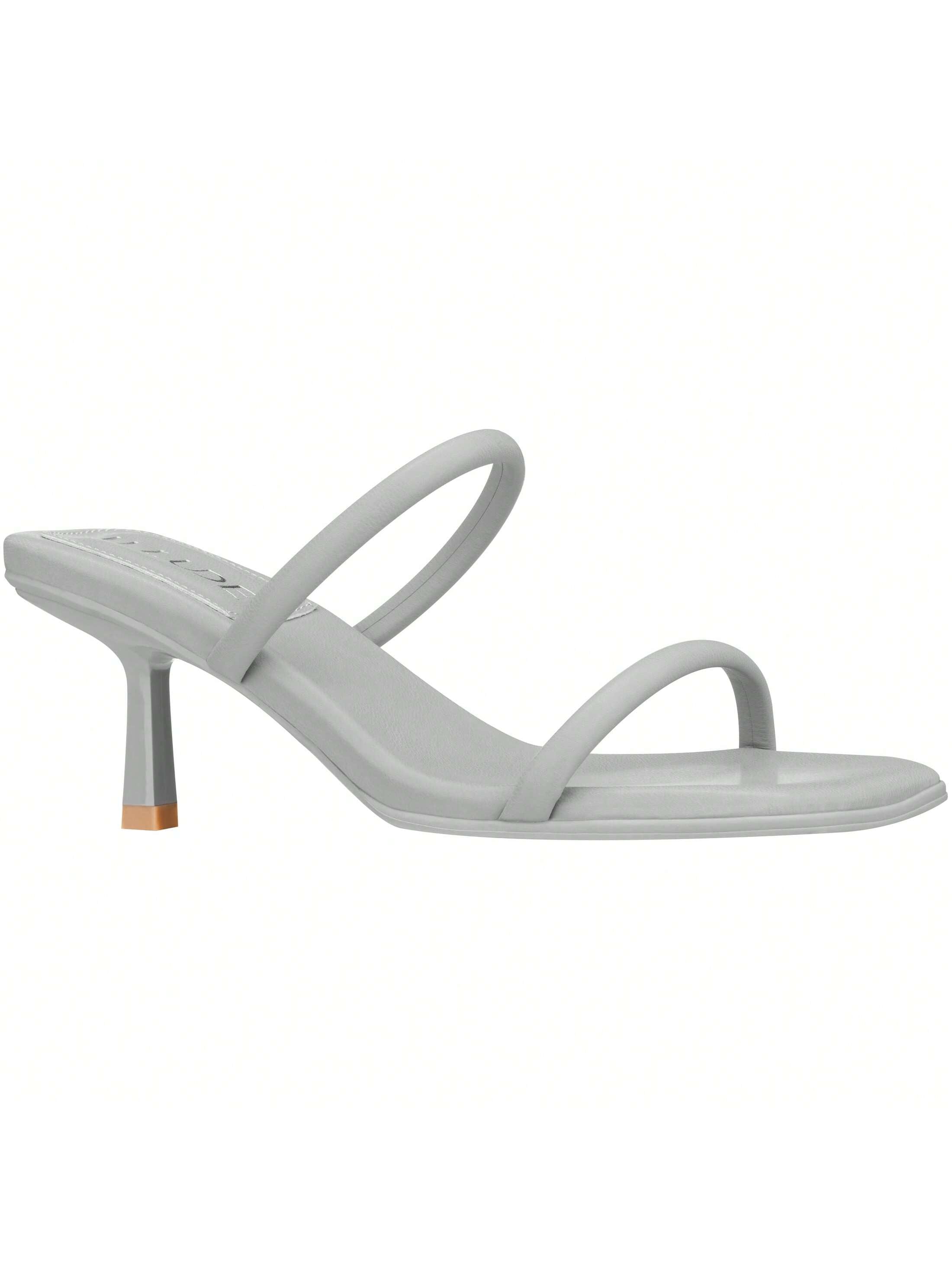 Women's Mules Square Toe Two Strap Low Kitten Heel Low Heeled Sandals
