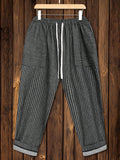 Plus Size Drawstring Waist Striped Sweatpants