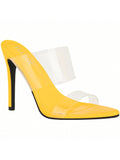 Women's Clear Pointed Toe Sandals Stiletto Heels Transparent Strap High Heels Slip On Clear Heel