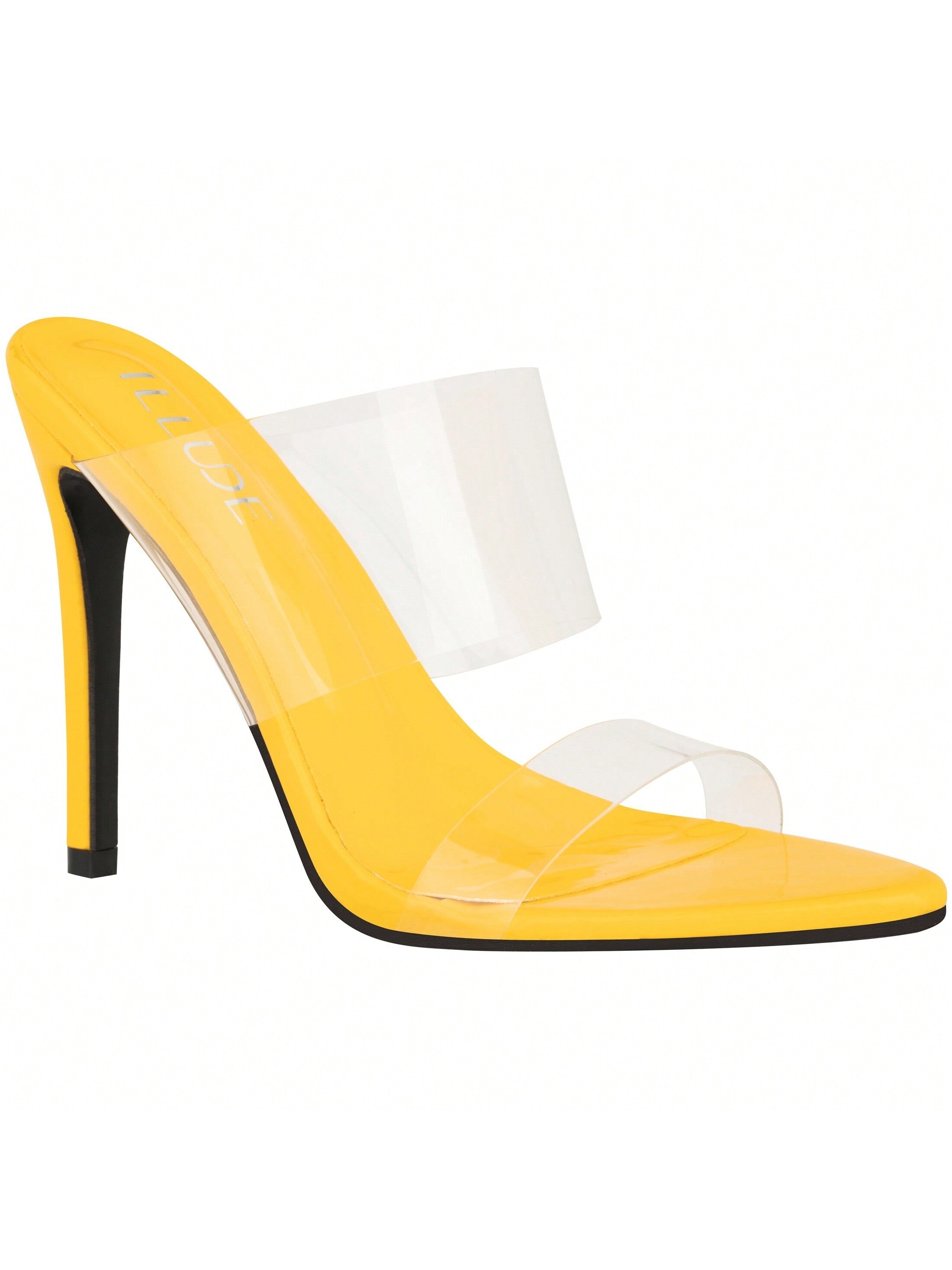 Women's Clear Pointed Toe Sandals Stiletto Heels Transparent Strap High Heels Slip On Clear Heel