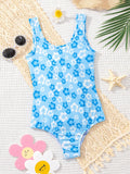 Tween Girls' Casual Knit Vest Style One-Piece Swimsuit