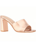 Women's Chunky Heeled Mule Sandals Low Heel Sandals Single Strap Square Toe Chunky Heeled Sandal