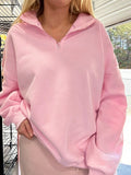 Zip Up Half Placket Long Sleeve Sweatshirt