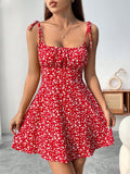 Floral Print Pleated Bust Slip Dress