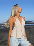 Tie Front Backless Halter Top