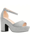 Women Platform Chunky Heeled Sandals Ankle Strap Sexy Open Toe Heels Chunky Block Platform Wedge Sandals