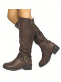 Women'S Black Knee High Motorcycle Riding Winter Boots