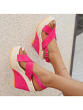 Women's Fashionable Peep Toe Platform Wedge Sandals With Sloping Heel For Summer, Korean Style, Waterproof Platform