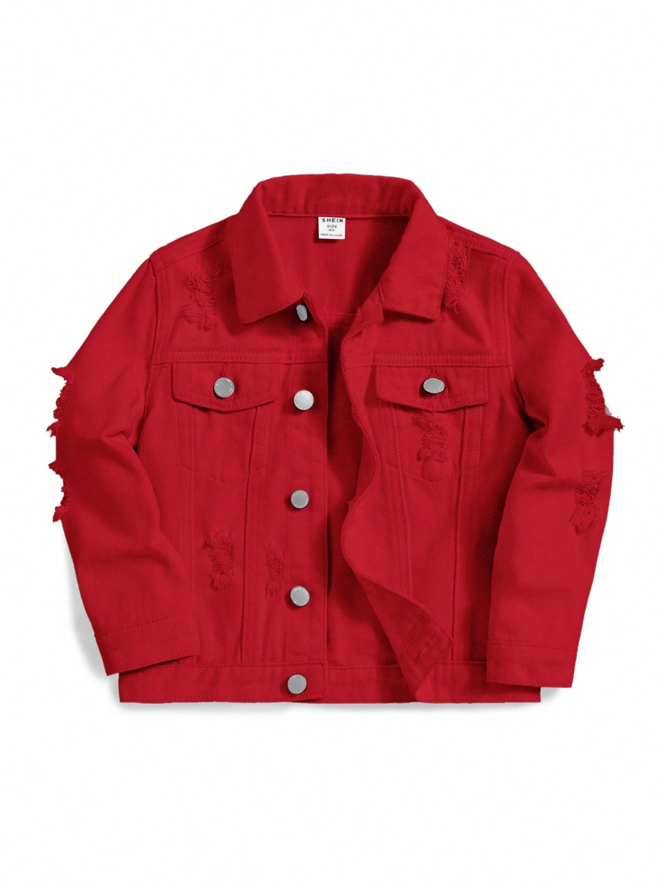Young Boys' Distressed Button Front Denim Jacket