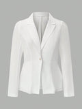 Plus Size Women's Long Sleeve Solid Blazer With Contrast Lapel