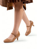 Women's Low Kitten Heels Closed Round Toe Pumps Dress Mary Jane Comfortable Shoes For Spring & Summer & Office Work