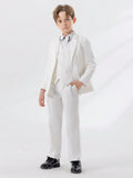Young Boy 4pcs Gentleman Formal Suit Set With Lapel Jacket, Vest, Pants And Necktie, Spring