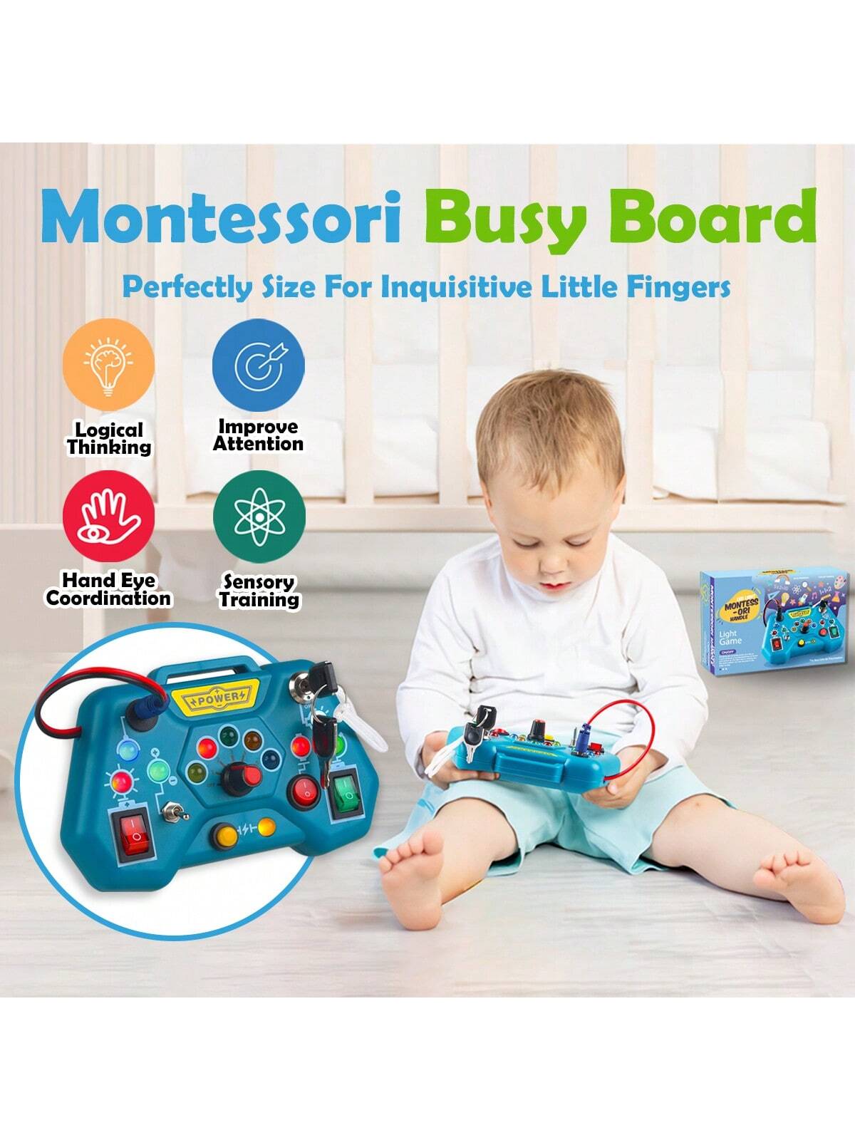 Montessori Busy Board Toys For Toddlers Gifts For 3+ Year Old Baby Boys Girls Educational Learning Toys Toddler Travel Toys