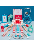 Children's Wooden Baby Tooth Changing Simulation Doctor Role Play Toy Set With Syringe And Stethoscope