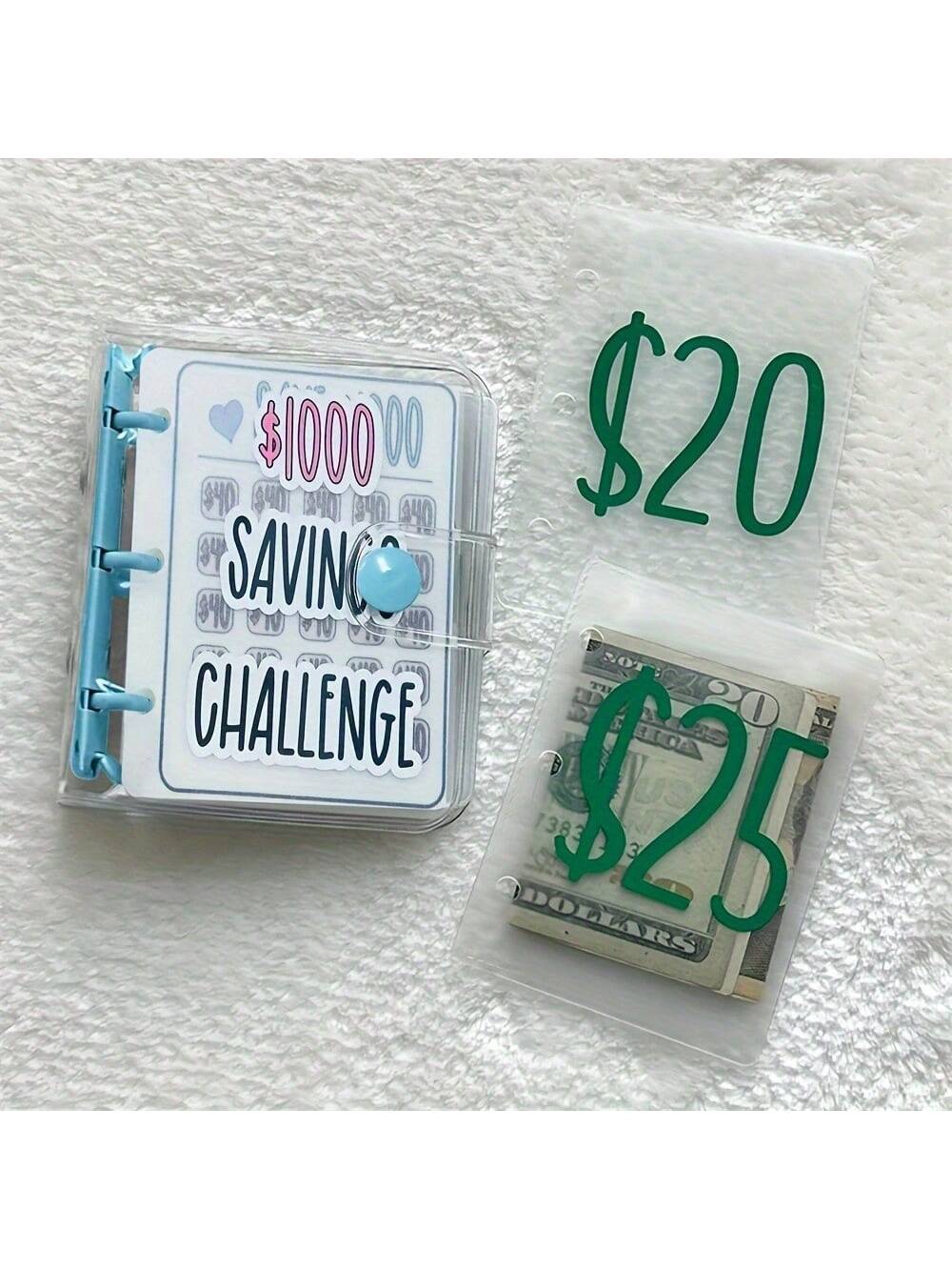 Savings Binder L $1000 Savings Challenge New Reusable Budget Book With Cash Envelopes Frosted Cover Money Organizer For Cash Savings Challenges Notebook Binder Organizer