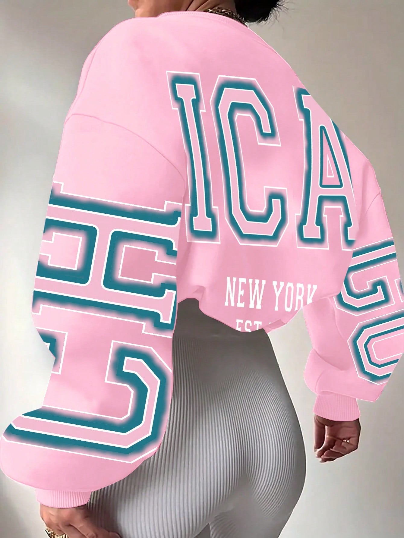 Letter Print Loose Drop Shoulder Sweatshirt