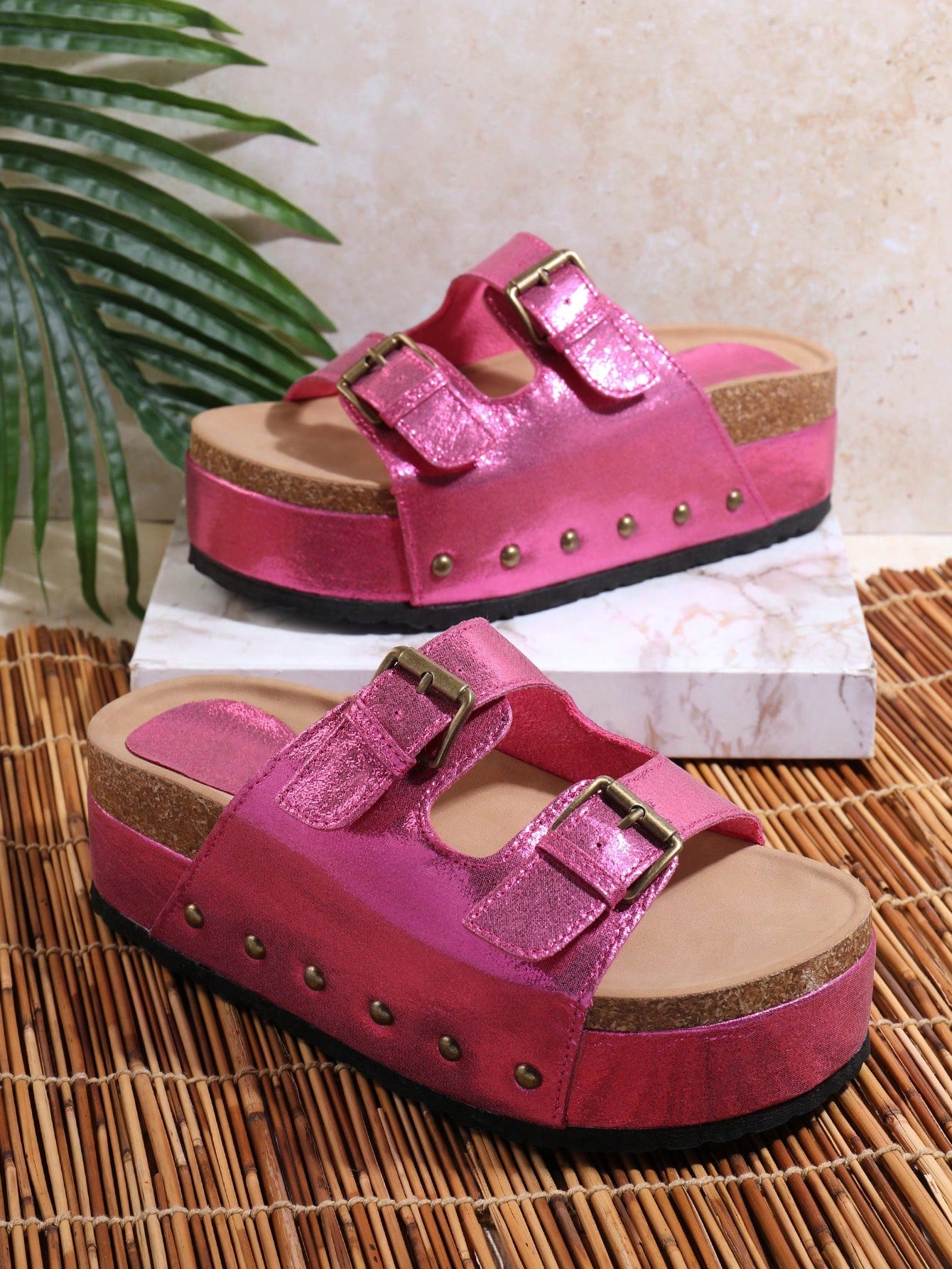 Women's Solid Color Thick Sole Sandals