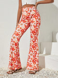 Tween Girls' Everyday Casual Knit Floral Flared Pants For Spring/Summer