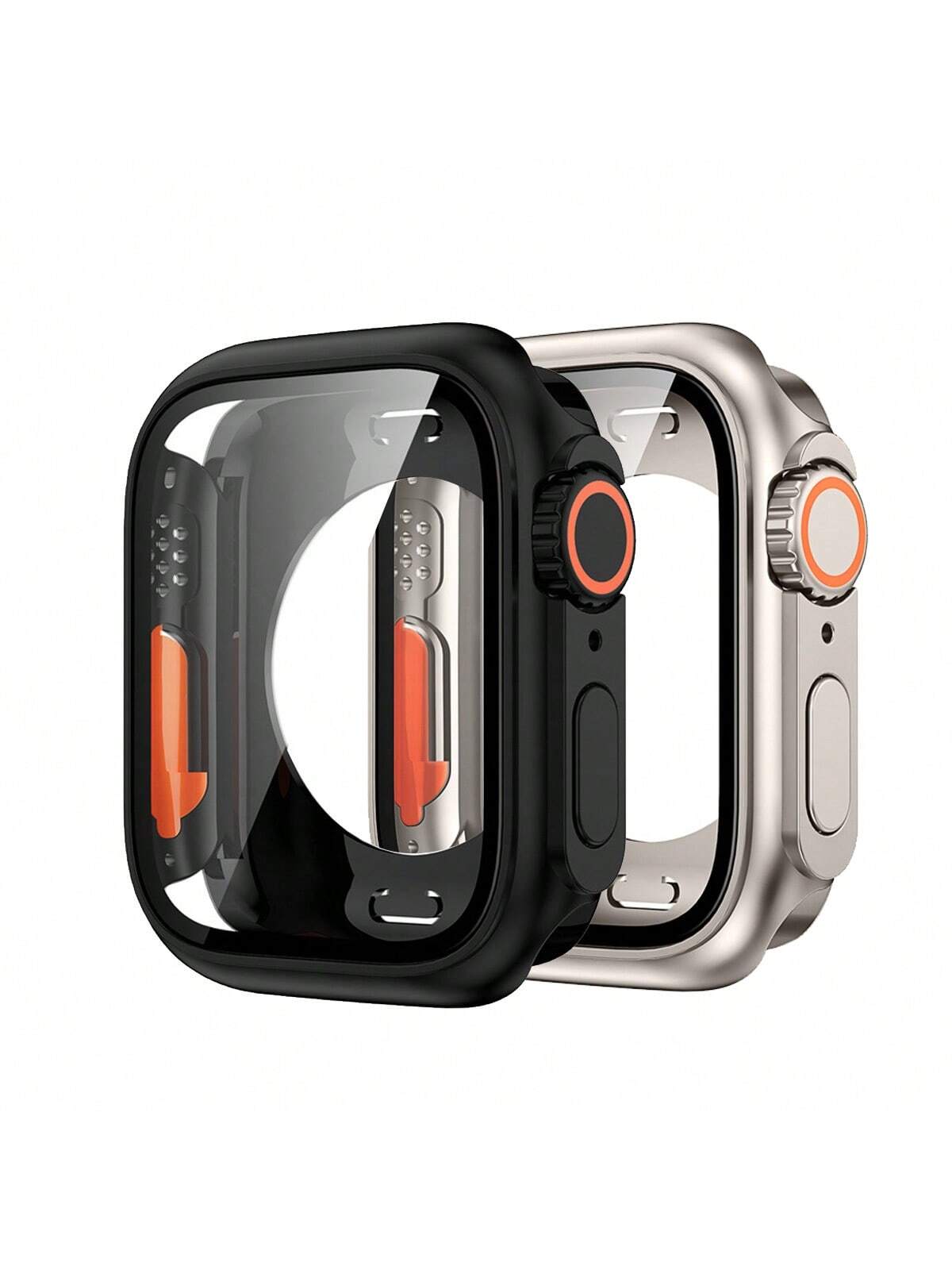 Screen Protector Case, Front And Back Cover (Titanium) Compatible With Apple Watch Series 9/8/7/6/5/4/Se 2 Series 45mm 41mm 44mm 40mm