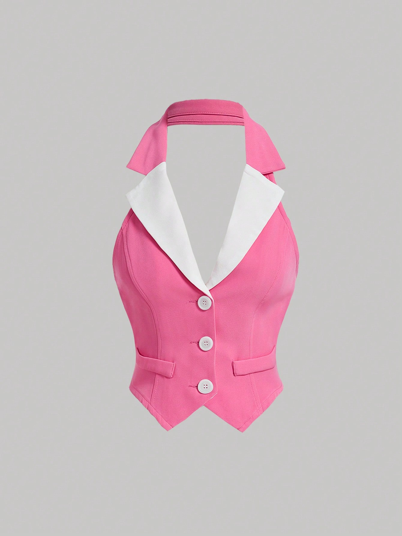 Ladies' Notch Collar Color Block Waistcoat Blazer Jacket