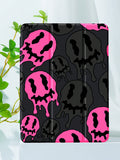 Personality Pink Silicone Protective Case For Tablet With Smiling Emoji Print, Pen Holder, Compatible With Samsung/Huawei/Xiaomi/Ipad, Support Auto Wake/Sleep Function, Anti-Shock & Drop-Proof