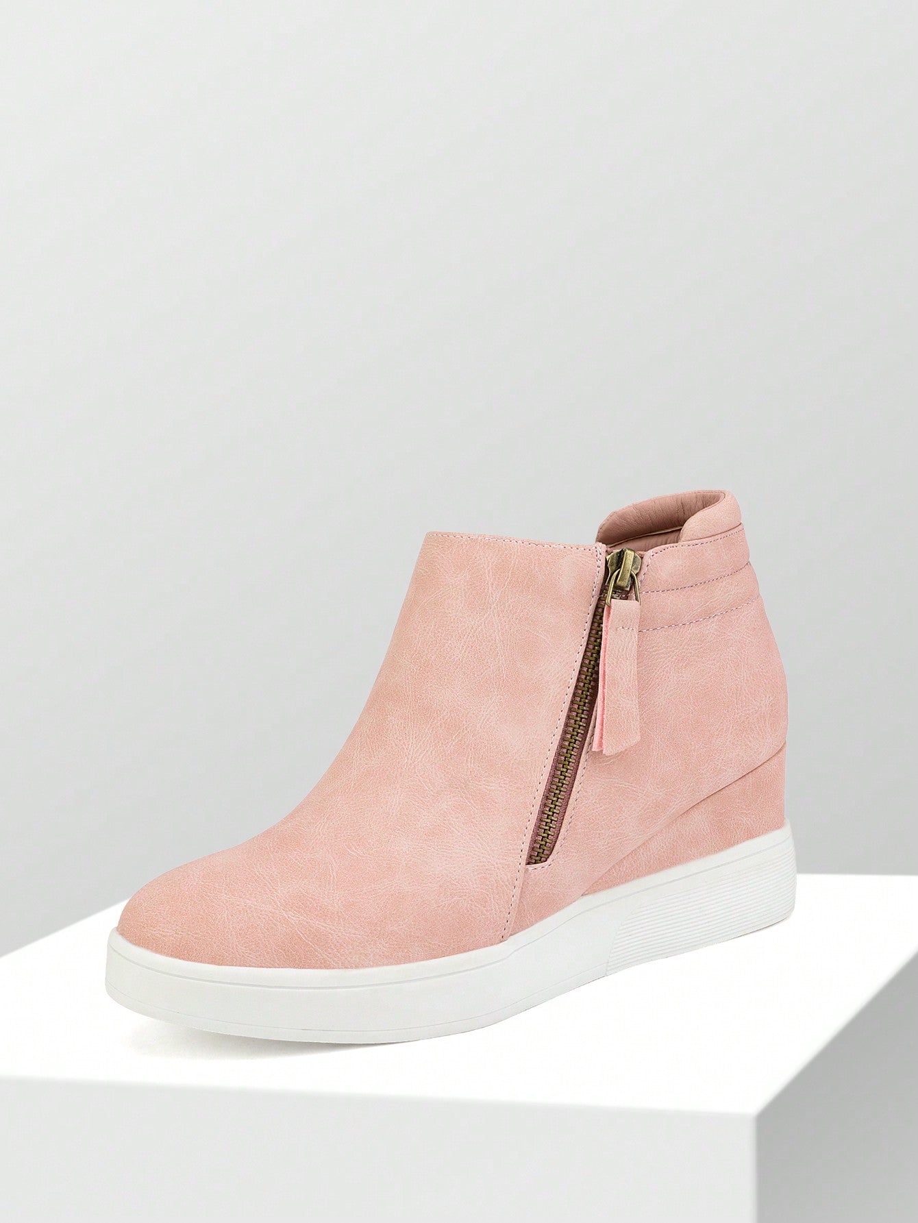 Women's All Black Casual Platform Wedge Sneakers Booties