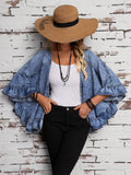 Women's Denim Jacket With Ruffle Edge Detail