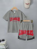 Tween Boys' Letter Print Short Sleeve T-Shirt And Shorts Set