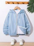 Tween Boys' Casual Loose Fit Letter Print Long Sleeve Hooded Sun Protection Shirt