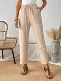 Ladies Solid Color Casual Tapered Pants