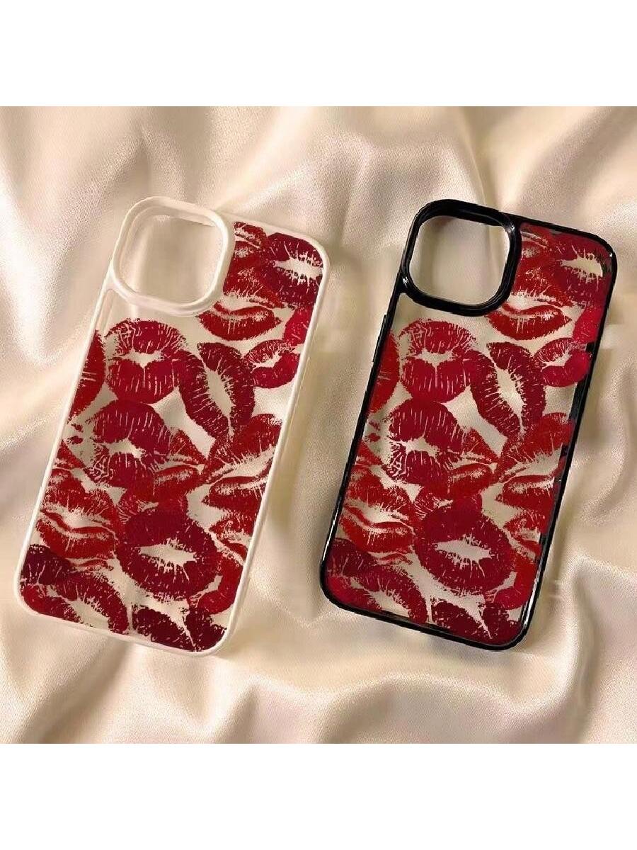 Red Lips Design Couple Acrylic Phone Case, Compatible With Iphone