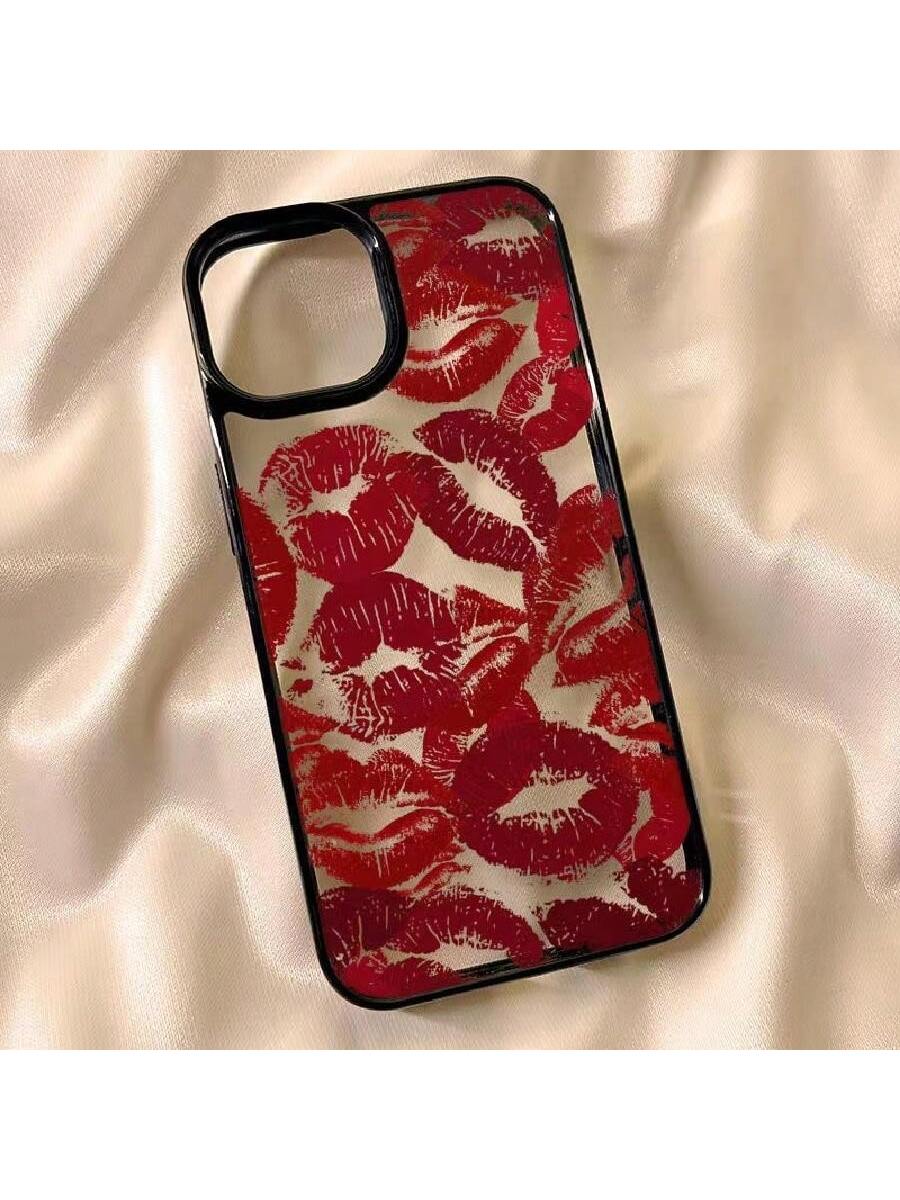 Red Lips Design Couple Acrylic Phone Case, Compatible With Iphone