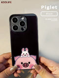 KOOLIFE Cartoon Pig Pattern Compatible With Apple Glass + Anti-Liquid TPU Shockproof Phone Protective Case