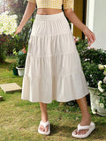 Solid Color Cake Shape Long Skirt