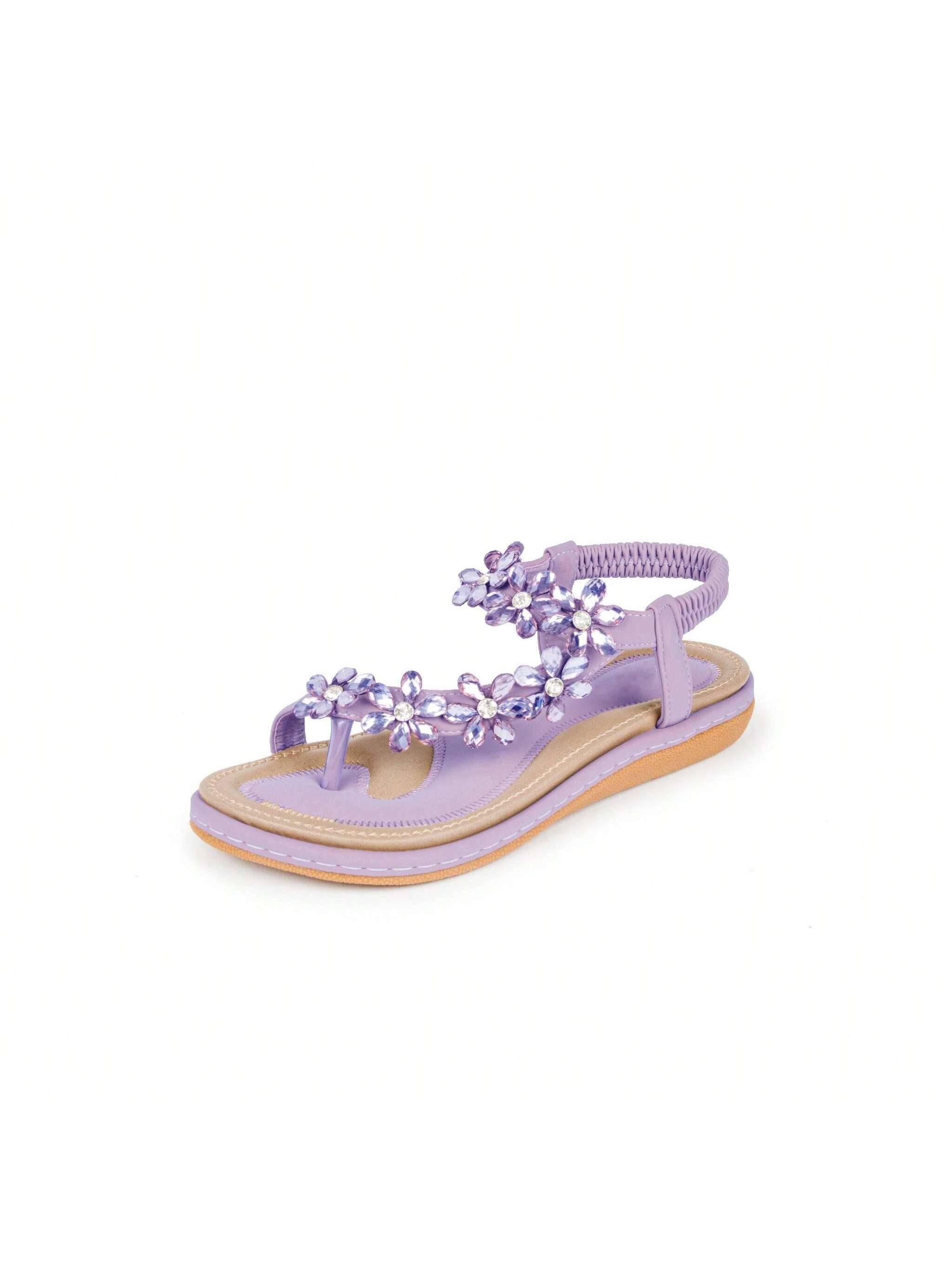 Haute Editon Women's Crystal  Bohemian Beaded Comfort Sandals