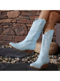 Women's Western Embroidery Cowboy Mid Calf Boots