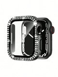 Compatible With Apple Watch Case Series 9/87/6/5/4/3/2/1/SE 38 40 41 42 44 45 Mm With Tempered Glass Screen Protector, Double Bling Case Crystal Rhinestones Rhinestone Bumper Overall Hard PC Ultra-Thin Protective Cover For