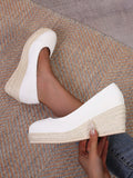 Women's Minimalistic Wedge Heel Platform Sandals, Resort Style With Woven Rope Soles