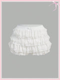 Summer  Women Coquette Balletcore  Sweet Bow Mesh Contrast Lace Ruffle Trim Low Waist  Micro Mini Shorts Summer Shorts Beach Holiday