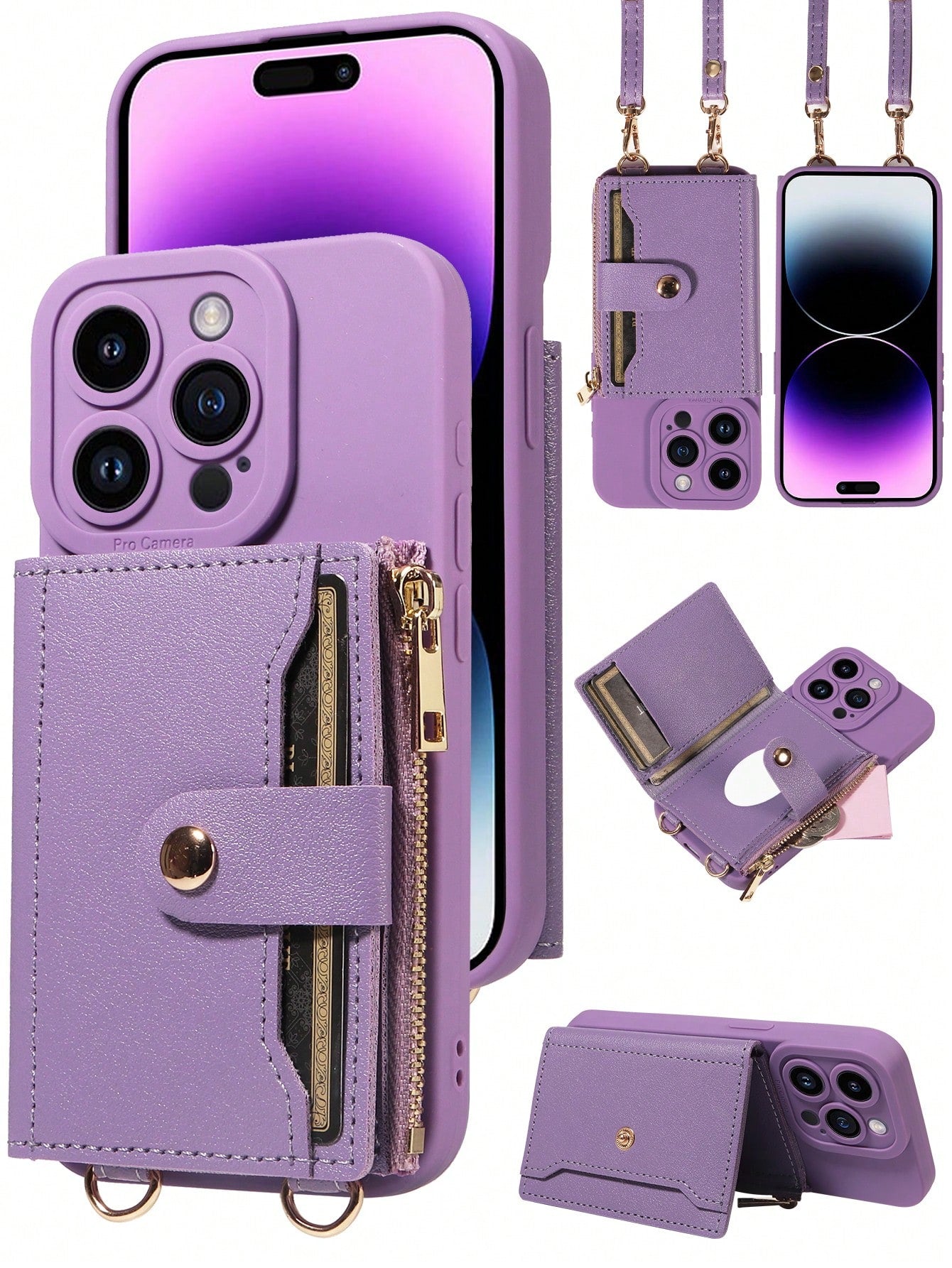 With Phone Charm 1pc Crossbody Pu Phone Case With Coin Purse, Card Slot And Mirror Compatible With IPhone
