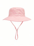 1pc Kids' Wide Brim Sun Hat With Printed Pattern, Breathable Beach Bucket Hat, Summer