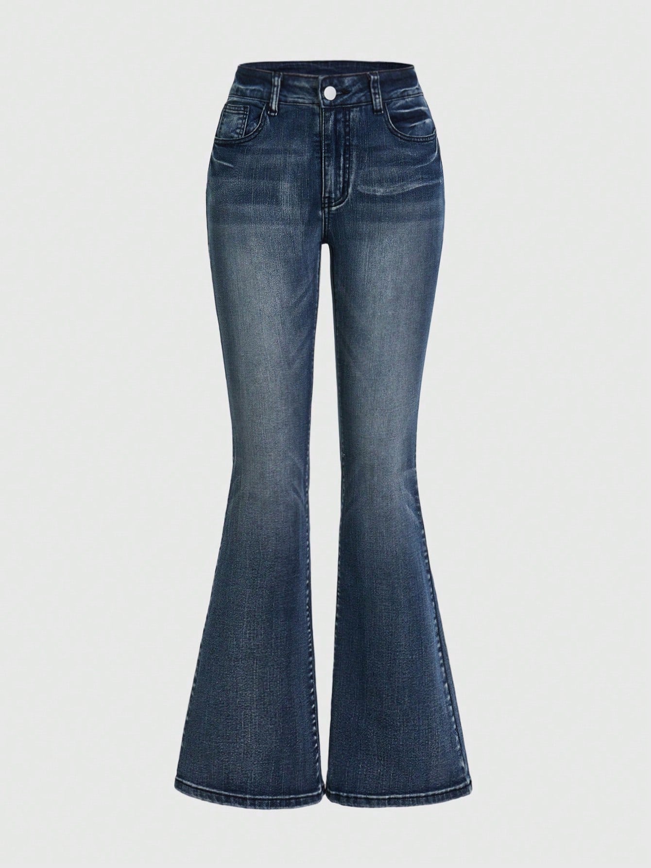 Punk Punk Style Vintage Print Embroidery Flared Jeans For Women, Suitable For Daily Wear