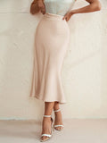 Satin Mermaid Skirt With Pleated Decor